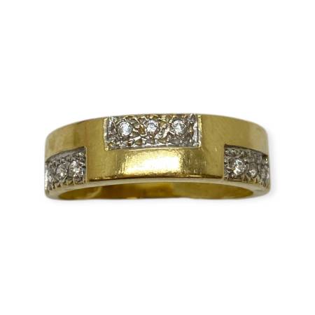 Bague deux ors 750 oxydes