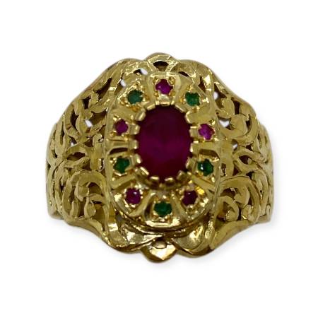 Bague  or 750 émeraude et...