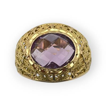 Bague or 750 améthyste