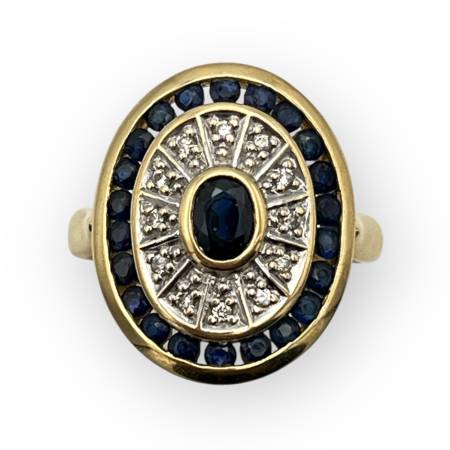 Bague or 750 saphirs et...
