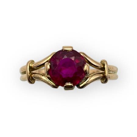 Bague or 750 pierre rouge