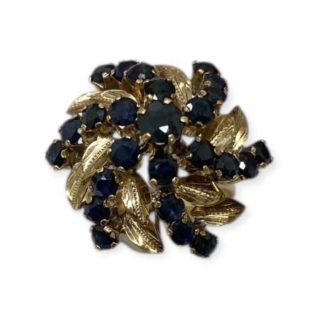 Bague fleur saphir or 375