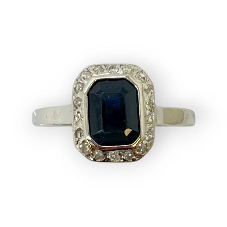 Bague or blanc 750 pierre...