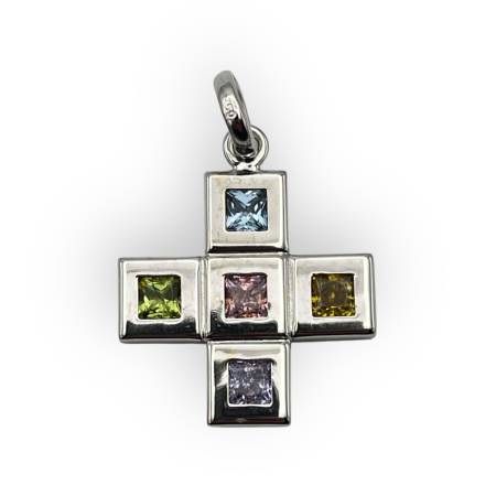 Pendentif Croix or blanc...