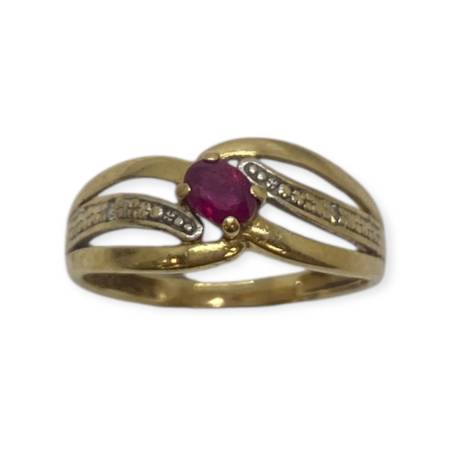 Bague or 750 rubis