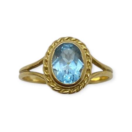 Bague topaze bleue or 750