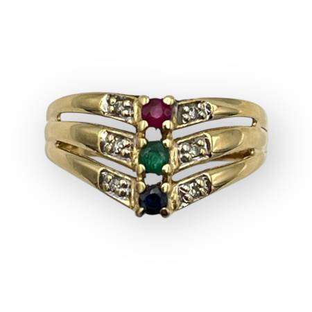 Bague or 750 saphir,...