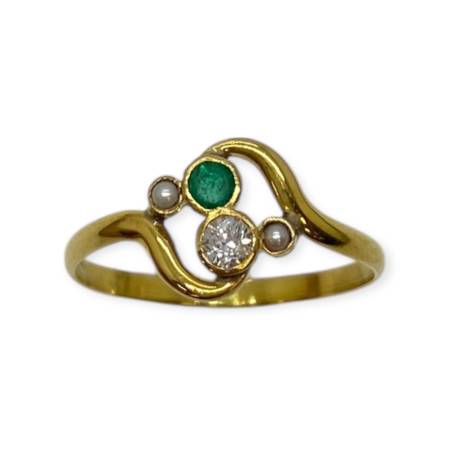 Bague émeraude, diamant et...