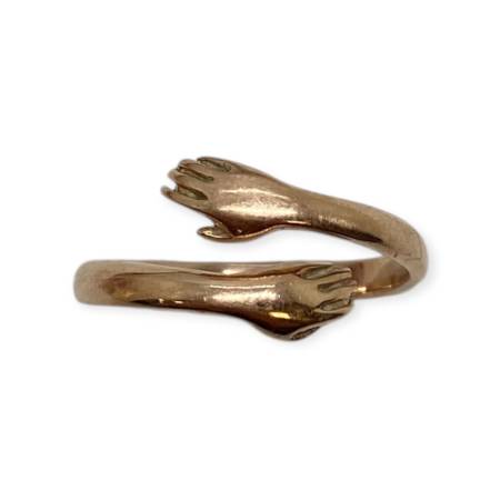 Bague mains entrelacées or 375