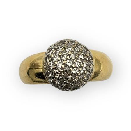 Bague or 750 boule pavage...