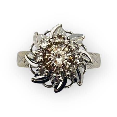 Bague marguerite or blanc 750