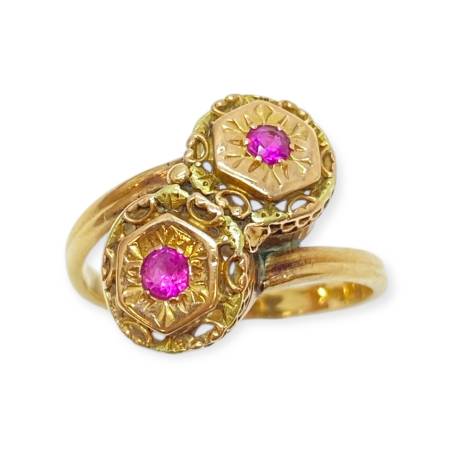 Bague toi et moi or et rubis