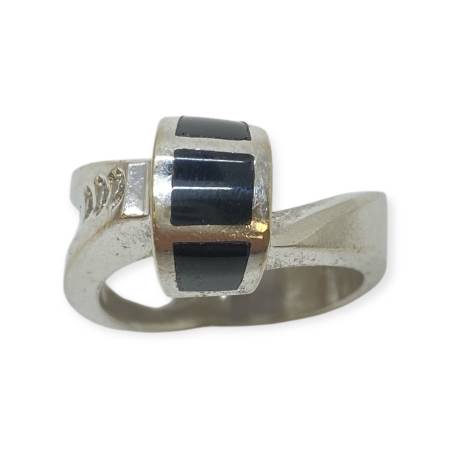 Bague or blanc 585 et diamants