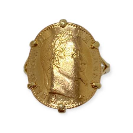 Bague or 750 pièce Napoléon...
