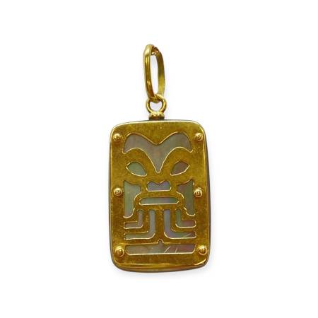 Pendentif tiki nacre en or...