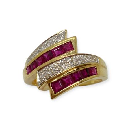 Bague rubis et diamants en...