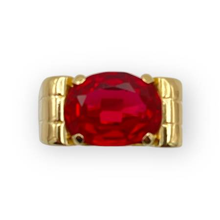 Bague or 750 pierre rouge