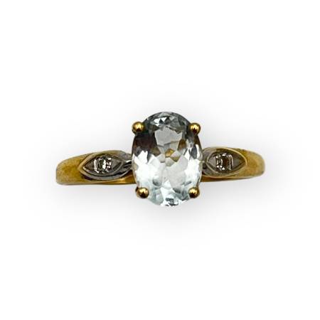 Bague or 750 aigue marine...