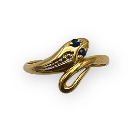 Bague or 750 serpent saphirs