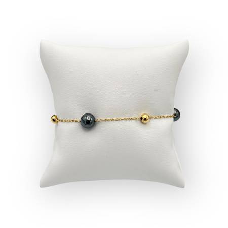 Bracelet or 750 et hématites