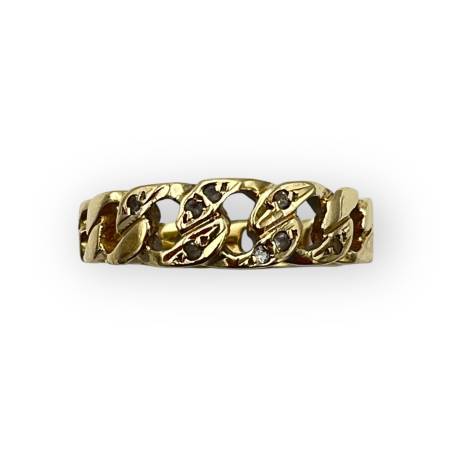 Bague chaîne or 585 et oxydes