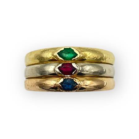 Bague 3 ors & 3 pierres or 750