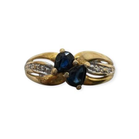 Bague or 750 saphirs et...