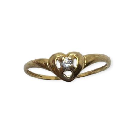 Bague cœur en or 750 et oxyde