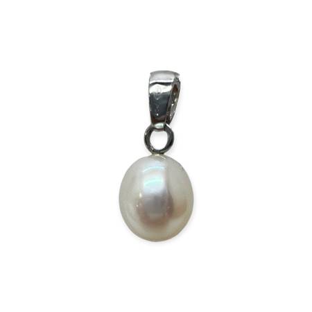 Pendentif perle en or blanc...