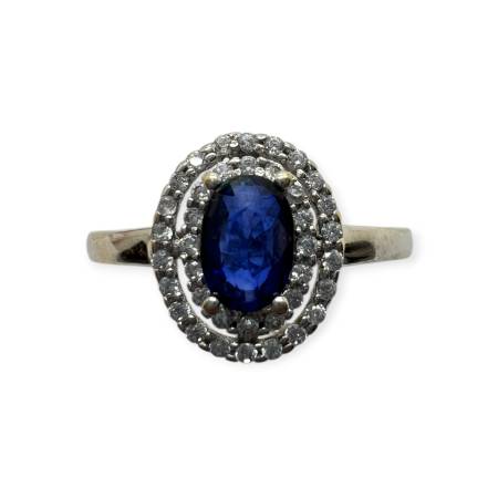 Bague or 750 saphir ovale...