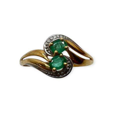 Bague 2 ors 750 & émeraudes