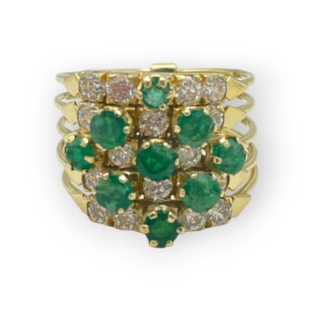 Bague or 585 émeraudes et...