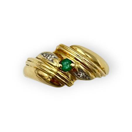 Bague or 750 émeraude
