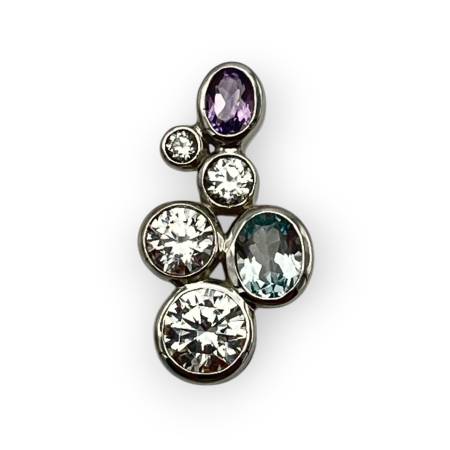 Pendentif or blanc 375 pierres
