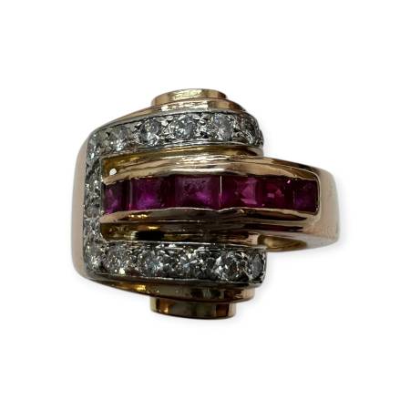Bague tank rubis et...