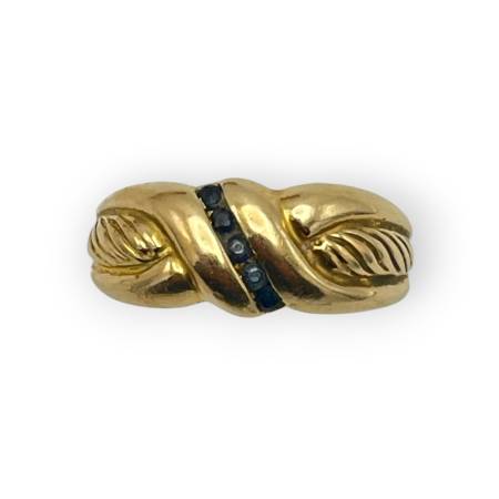 Bague or 750 saphirs