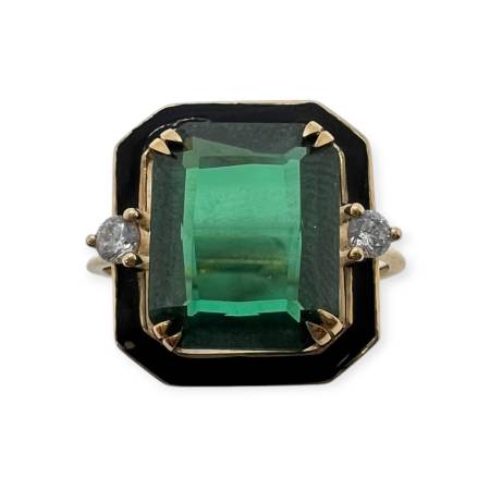 Bague Or 750 Pierre Verte &...