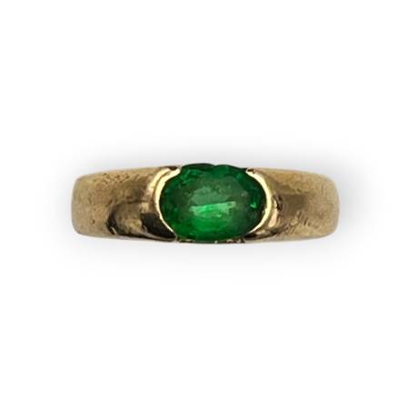 Bague or 375 pierre verte