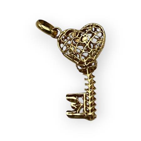 Pendentif or 585 clé coeur
