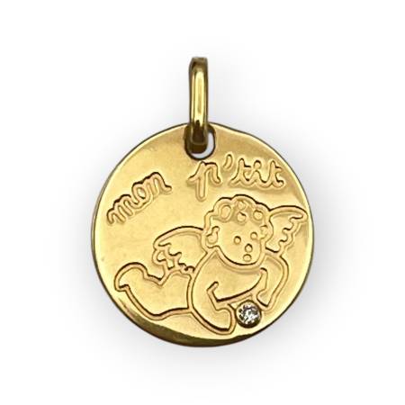 Pendentif or 750 Ange "mon...