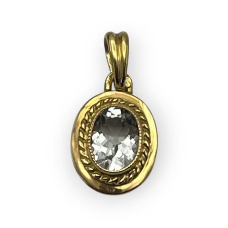 Pendentif or 750 aigue marine