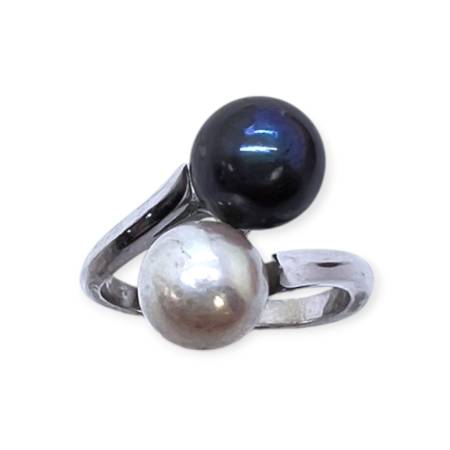 Bague toi et moi perles or 750