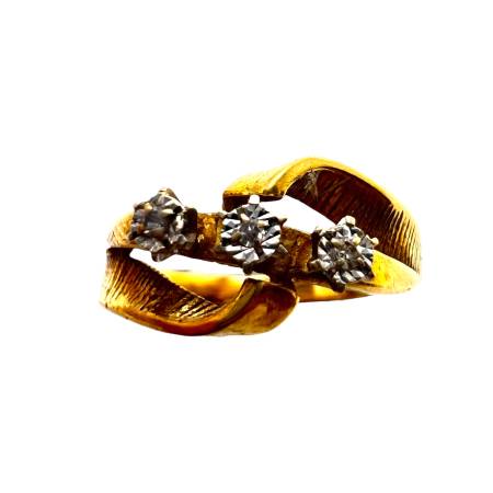 Bague deux ors 750 3 diamants