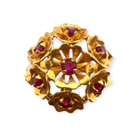 Bague motif floral avec...