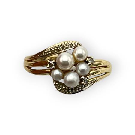 Bague 2 ors 750 perles et...