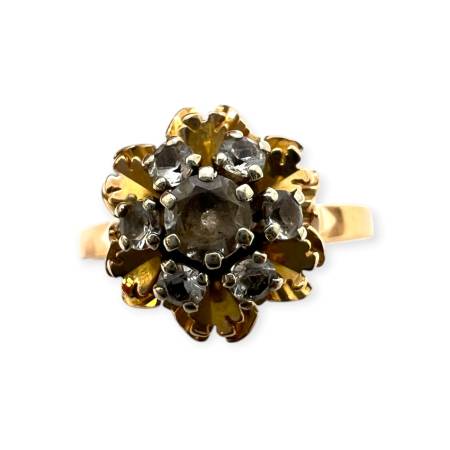 Bague fleur en or 750 avec...