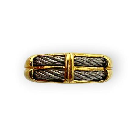 Bague en or 750 et acier à...